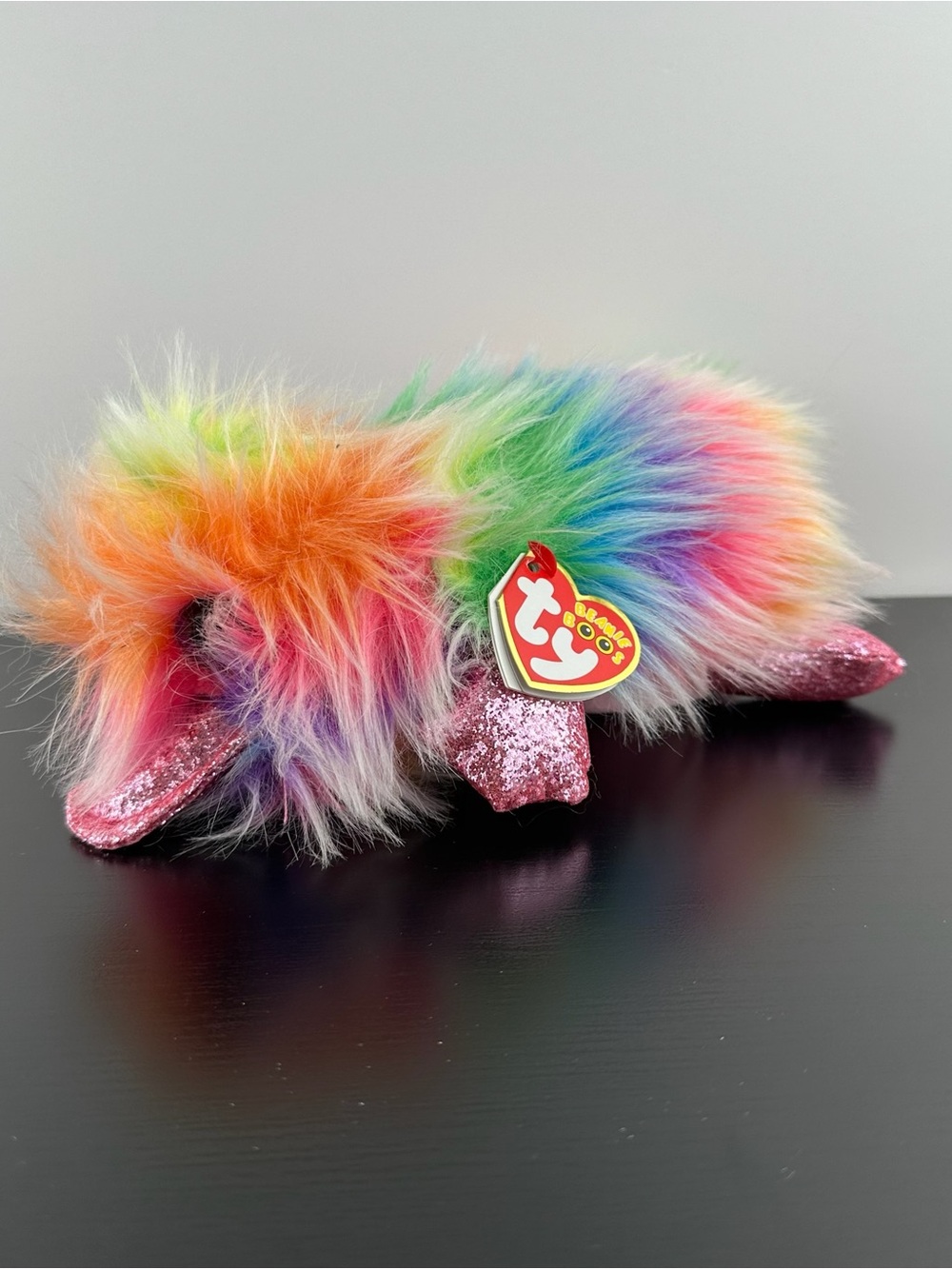TY Beanie Boos Pippa Rainbow Platypus 8" Claire's Plush Boo Big Pink Eyes NWT